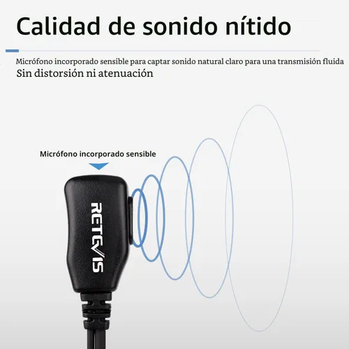 Vista 4 de Caja de 10, auriculares Retevis Walkie Talkies con micrófono de 2 pines de tubo acústico, para RT22 RT21 RT68 H777, compatible con Pxton Baofeng