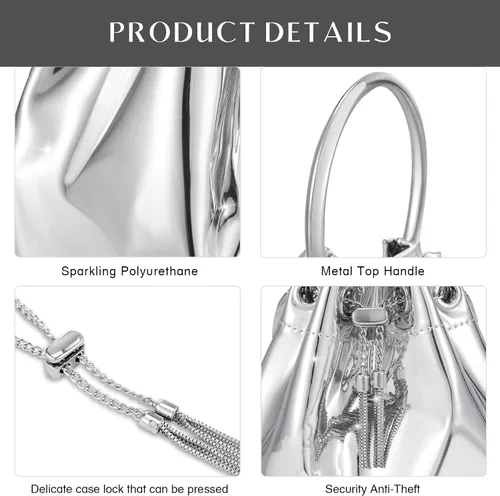 Vista 3 de SWEETV Bolso de noche con lentejuelas brillantes para mujer, con diamantes de imitación, para uso formal, boda, cóctel, graduación, fiesta, club