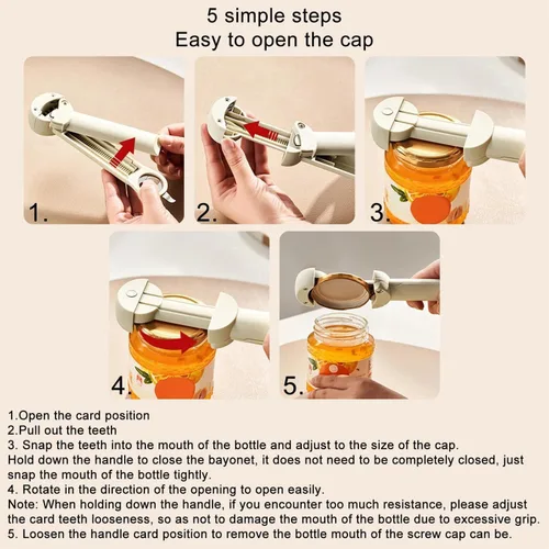 Vista 5 de Tornillo de tapa ajustable de acero inoxidable, abrebotellas retráctil multifuncional, abrelatas magnético, herramienta de cocina múltiple