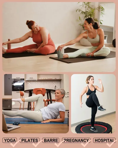 Vista 6 de 5 pares de calcetines de agarre para Pilates y yoga con agarre para mujer, calcetines deportivos antideslizantes para ballet, danza, entrenamiento