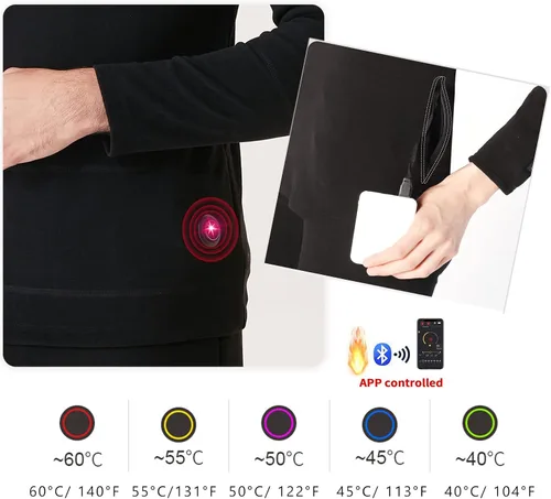 Vista 5 de Camisetas térmicas de manga larga con control inteligente, ropa interior térmica con pilas, ropa interior térmica para hombres