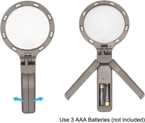 Vista 6 de HONWELL Lupa con luz – 3 x 5 aumentos, 3 modos 16 LED, funciona con pilas para leer, inspección, monedas, pasatiempos