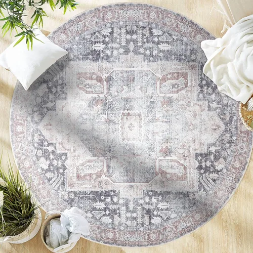 Vista 108 de GLN Rugs Bohemian - Troy - Alfombra de felpilla lavable a máquina, bohemio, lavable, antideslizante, alfombra de área de felpilla de pelo bajo