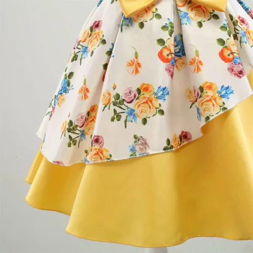 Vista 5 de COMISARA Vestidos de flores para niñas 2-9T, vestidos de fiesta de concursos de Pascua