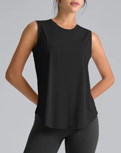 Vista 2 de SANTINY Camiseta sin mangas de entrenamiento para mujer, camiseta atlética Negro