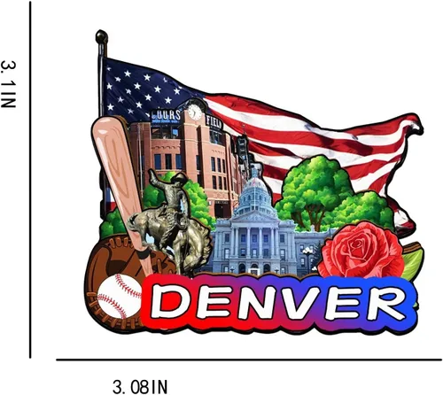 Vista 3 de Imán de madera para nevera de Denver Colorado, Estados Unidos, monumentos 3D, recuerdos coleccionables, decoración hecha a mano -1227
