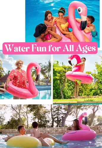 Vista 4 de GiftExpress Flotador inflable de flamenco de 48 pulgadas, juguetes de fiesta de natación, divertidos flotadores de playa, tumbona Lilo de verano