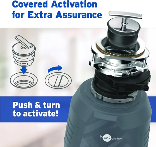 Vista 5 de InSinkErator Evolution Cover Control 3/4 HP Triturador de basura, Serie Avanzada EZ Connect Triturador de desperdicios de alimentos de alimentación