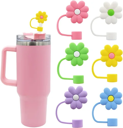 Vista 18 de Tapa con Pajita para Vaso Stanley, Tapa Superior Compatible para Vaso Térmico de 30 y 40 Oz con Asa, 10mm 0.4in Cubiertas de Pajita a Prueba de 2