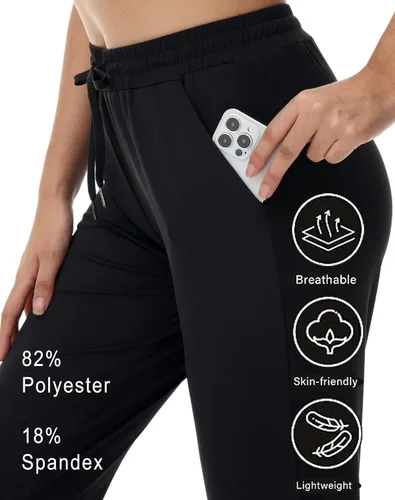 Vista 5 de ZTN Pantalones deportivos con cordón para mujer, pantalones deportivos para entrenamiento, senderismo, casuales, ligeros, con puños cónicos