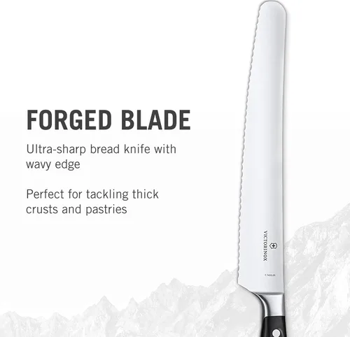 Vista 2 de Victorinox Grand Maitre - Cuchillo para pan y pastelería (10.25 pulgadas, hoja dentada forjada, mango negro)