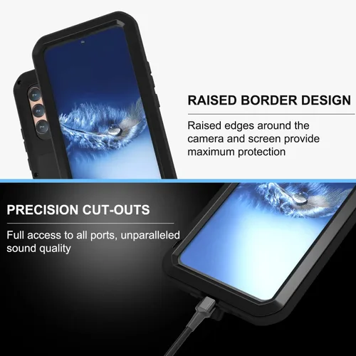 Vista 5 de LOVE MEI Funda militar resistente para Samsung Galaxy S22 Plus, con protector de pantalla de vidrio templado, a prueba de golpes, a prueba de polvo