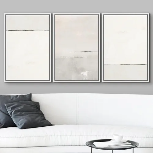 Vista 27 de wall26 Lienzo enmarcado para pared, juego de arte de acuarela pastel, paisaje rural, ilustraciones con formas abstractas, arte moderno, decorativo