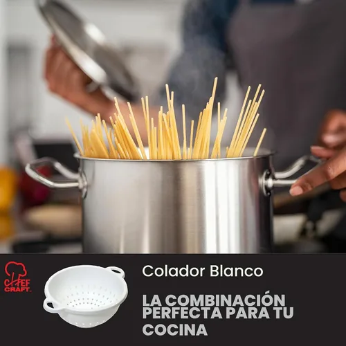 Vista 5 de Colador hondo de 11 x 5 pulgadas para 5 cuartos Chef Craft, color blanco, Paquete de 1, Blanco
