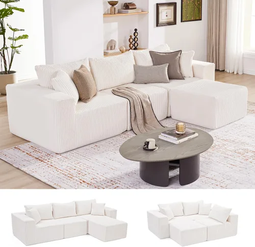 Vista 30 de Sofá seccional modular de 108", sofá seccional Cloud con asiento profundo, sofá modular moderno en forma de L con chaise, sofás tapizados sin Beige
