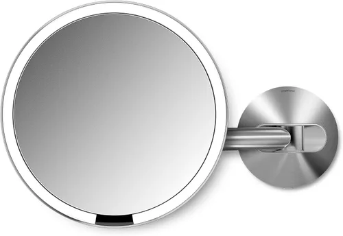 Vista 5 de simplehuman Espejo Sensor, Espejo de Maquillaje de Montaje en Pared con Luz, 8" Redondo Iluminado con Aumento (5X), Cableado Fijo, Brazo Giratorio