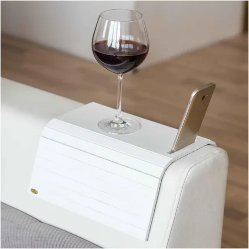 Vista 10 de Bandeja de brazo de sofá, mesa de sofá, mesita de noche, posavasos de madera, taza de café, reposabrazos plegable, protector de extremo, plegable