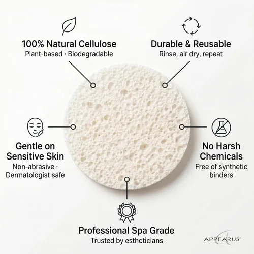 Vista 3 de Appearus Esponjas faciales de celulosa natural, paquete de 50 (comprimidas), almohadillas profesionales de esponja facial para spa, para limpieza