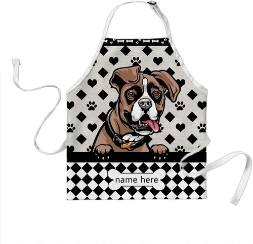 Vista 18 de Delantal lindo de lunares de perro personalizado Peeking Dog Boxer, Boxer-2
