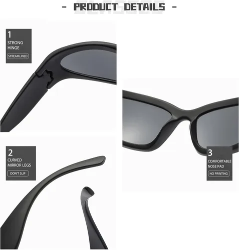 Vista 6 de PAMIX Gafas de sol envolventes a la moda para mujeres y hombres deportes vintage retro de los años 90 geniales tonos de los años 2000