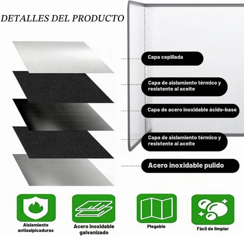 Vista 3 de Protector de salpicaduras plegable de 3 caras, pantalla de salpicaduras de grasa de acero inoxidable, protector contra salpicaduras de aceite