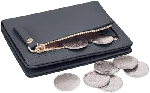 Vista 2 de AnnabelZ Billetera pequeña de cuero plegable para mujer, mini monedero corto