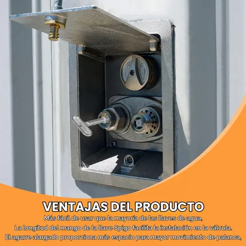 Vista 3 de P1300-PART-13-KEY Llave de boca de actualización para llave de grifo de agua ZURN para válvulas de hidrante y grifos de pared (plata)