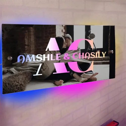Vista 20 de Espejo de barra de nombre LED personalizado, letreros de neón iluminados para decoración de pared para bar en casa, día de San Valentín y regalos