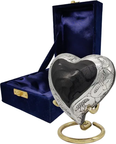 Vista 7 de Urna de recuerdo de corazón gris, mini urna de ceniza, pequeña urna de cremación hecha a mano para cenizas, homenaje a tu ser querido, perfecta