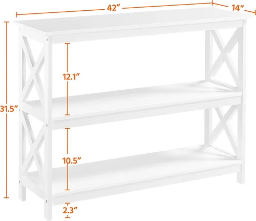 Vista 3 de Yaheetech Mesa auxiliar auxiliar de sofá con estante de almacenamiento de 3 niveles para sala de estar, espacio estrecho, color blanco