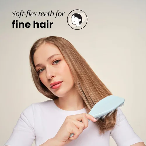 Vista 3 de Tangle Teezer Cepillo desenredante fino y frágil, elimina nudos y reduce la rotura, grande y tamaño de viaje, azul y menta