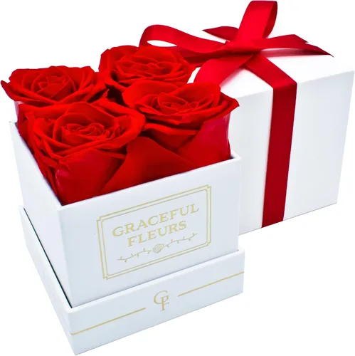 Vista 6 de Graceful Fleurs - Rosas reales de larga duración en una caja durante años, flores frescas preservadas para siempre para cumpleaños, Día de la Madre