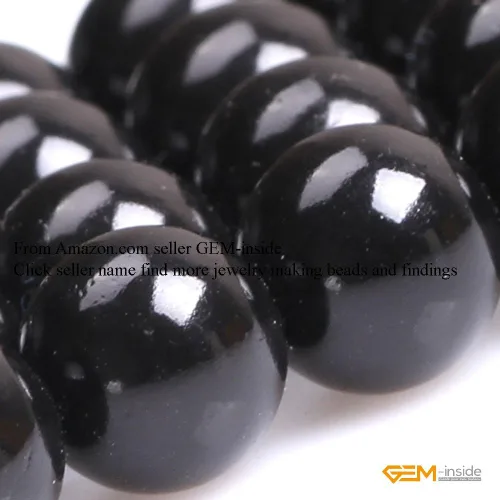 Vista 4 de GEM-Inside Shell Gemstone Loose Beads Bezhu Black Dyed 0.394 in Redondo Cristal Energía Piedra Energética Poder para hacer joyas 15 pulgadas