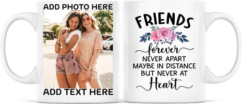 Vista 22 de Taza de café con texto en inglés "Because Of You I Laugh", regalo para mujeres, mejores amigas, mejores amigas, tazas personalizadas de amistad