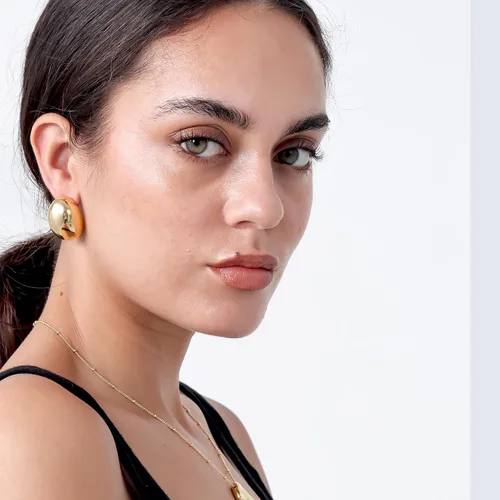 Vista 7 de KELMALL Chunky Gold Hoop Statement Earrings for Women, Thick 18K Gold Plated Open Hoop Lightweight 925 Sterling Silver Post