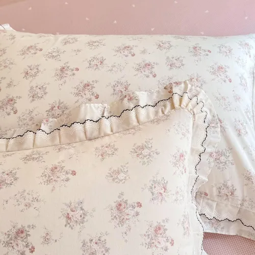 Vista 9 de Funda de edredón de algodón floral tamaño individual con volantes de encaje 100% algodón para adolescentes y niñas, juego de ropa de cama de 3