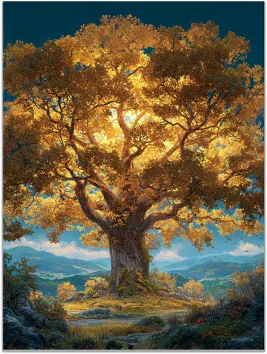 Vista 14 de VOCBAN Modern Artwork Colourful Tree Of Life Wall Art Canvas Picture Print Painting Botanical Artwork for Bathroom Living Room Bedroom(blue blue 80