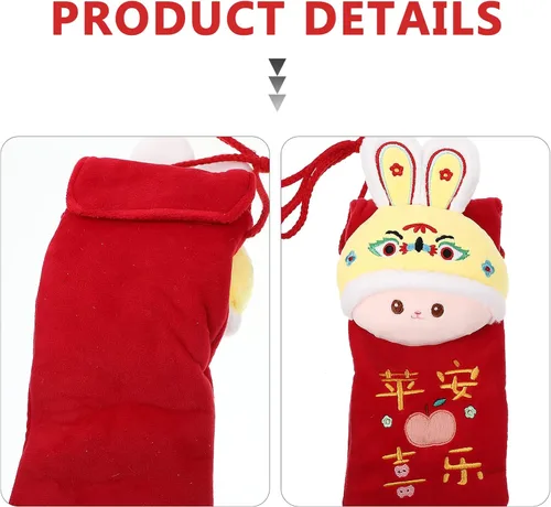 Vista 6 de ABOOFAN Sobres rojos bordados de felpa de Hong Bao con conejo chino rojo, bolsa de regalo de dinero de la suerte, paquetes de dinero en efectivo