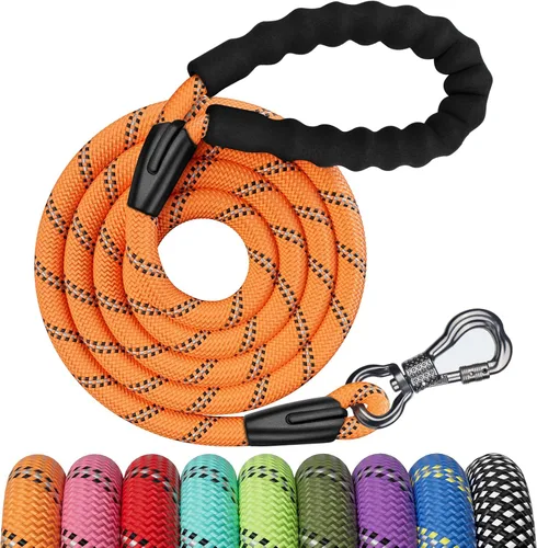 Vista 13 de NTR Correa de perro de 3 pies resistente, Correas de perro de cuerda verde con gancho giratorio y con candado y mango acolchado cómodo, Correa