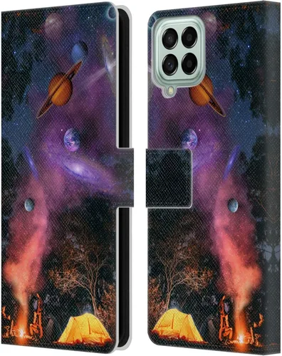 Vista 12 de Head Case Designs Officially Licensed Dave Loblaw Boy Painting Moon Clouds Sci-Fi and Surreal Leather Wallet Case Compatible with Samsung Galaxy M53