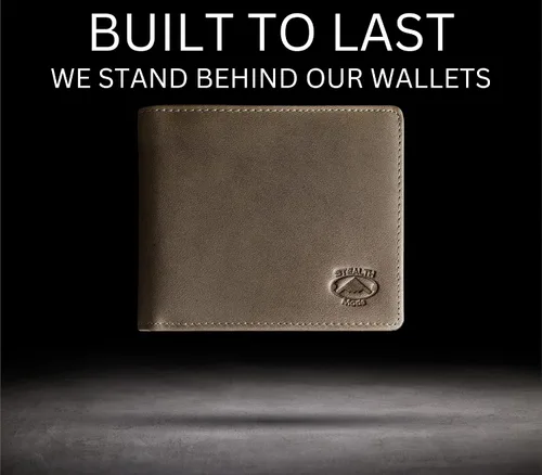 Vista 6 de Cartera plegable de piel Stealth Mode para hombre con ventana de identificación y bloqueo RFID