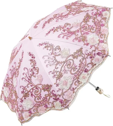 Vista 8 de Honeystore - Parasoles de encaje de flores para fiesta de boda, paraguas nupcial de encaje 01Negro