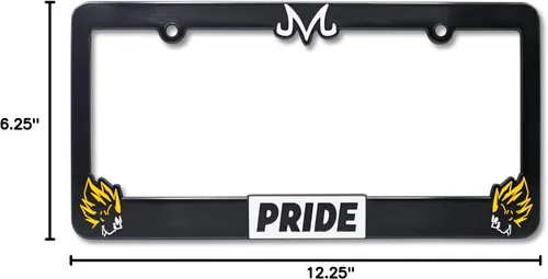 Vista 6 de Saiyan Pride V2 - Marco de matrícula elevado en 3D, 1 paquete de cubierta de placa de carácter, soporte universal para placa de automóvil de EE.