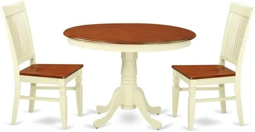 Vista 11 de East West Furniture HLWE3-BCH-W Juego de comedor, 3 piezas