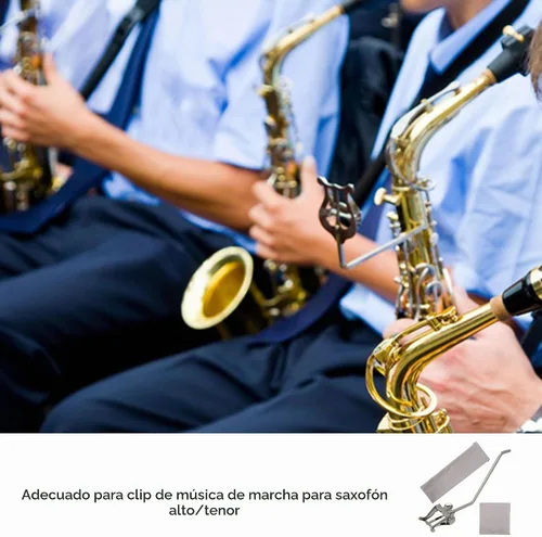 Vista 4 de Yibuy Sax Abrazadera Clip Lira para Saxofón Alto Tenor Banda Para Marcha Clips Plata