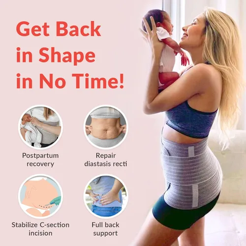Vista 4 de Mamaway SSnugFit - Banda posparto para el vientre, ultra transpirable, faja contorneada para vientre de sección en C, faja posnatal para apoyo