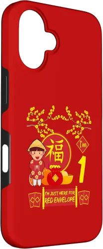Vista 3 de iPhone 16 1 Año viejo Niños Año Nuevo Chino Decoración Rojo Sobre Caso