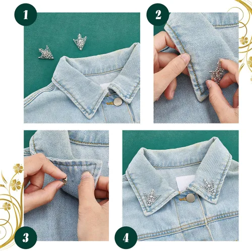 Vista 6 de PH PandaHall Broche de cadena con borlas, 8 estilos, cadenas de doble eslabón, clips de corbata, cadena, hoja, flor, solapa, retro, decoración