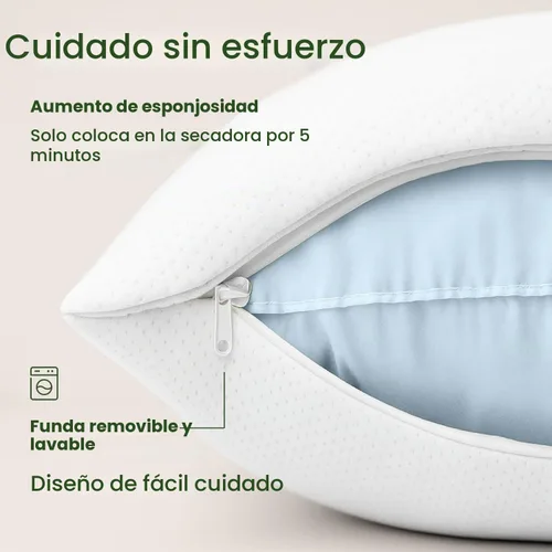 Vista 8 de Almohada de espuma viscoelástica triturada tamaño Queen – Almohada de cama refrescante para dormir para el estómago, la espalda y el cuerpo – 1