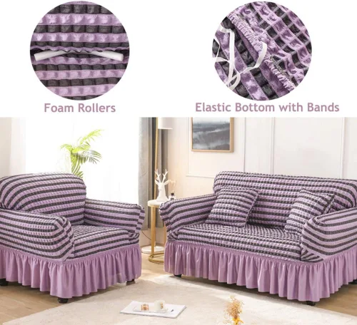 Vista 5 de Fundas elásticas de elastano para sofá, fundas de sofá de dos plazas con falda, antideslizantes, suaves, duraderas, extraíbles, lavables a máquina